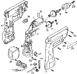 Exploded Diagram A Diagram and Parts List for 9013-25 Type 3 Black and Decker Cordless Drill